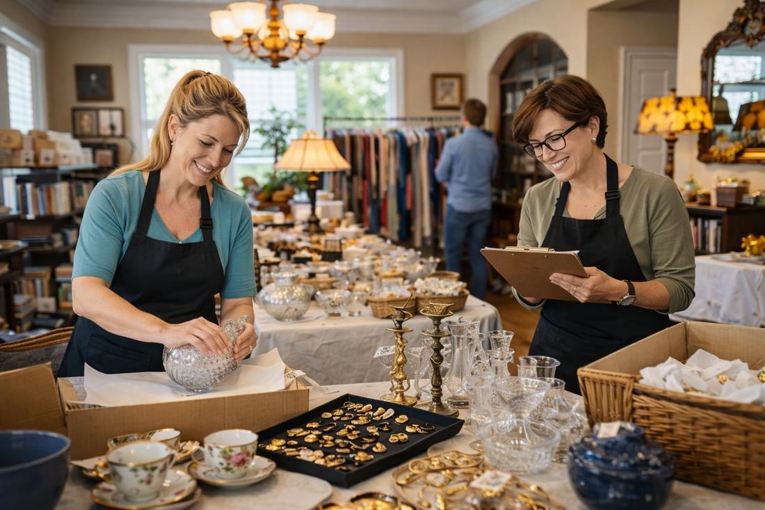 Behind the scenes of an estate sale setup in a Gainesville Florida home