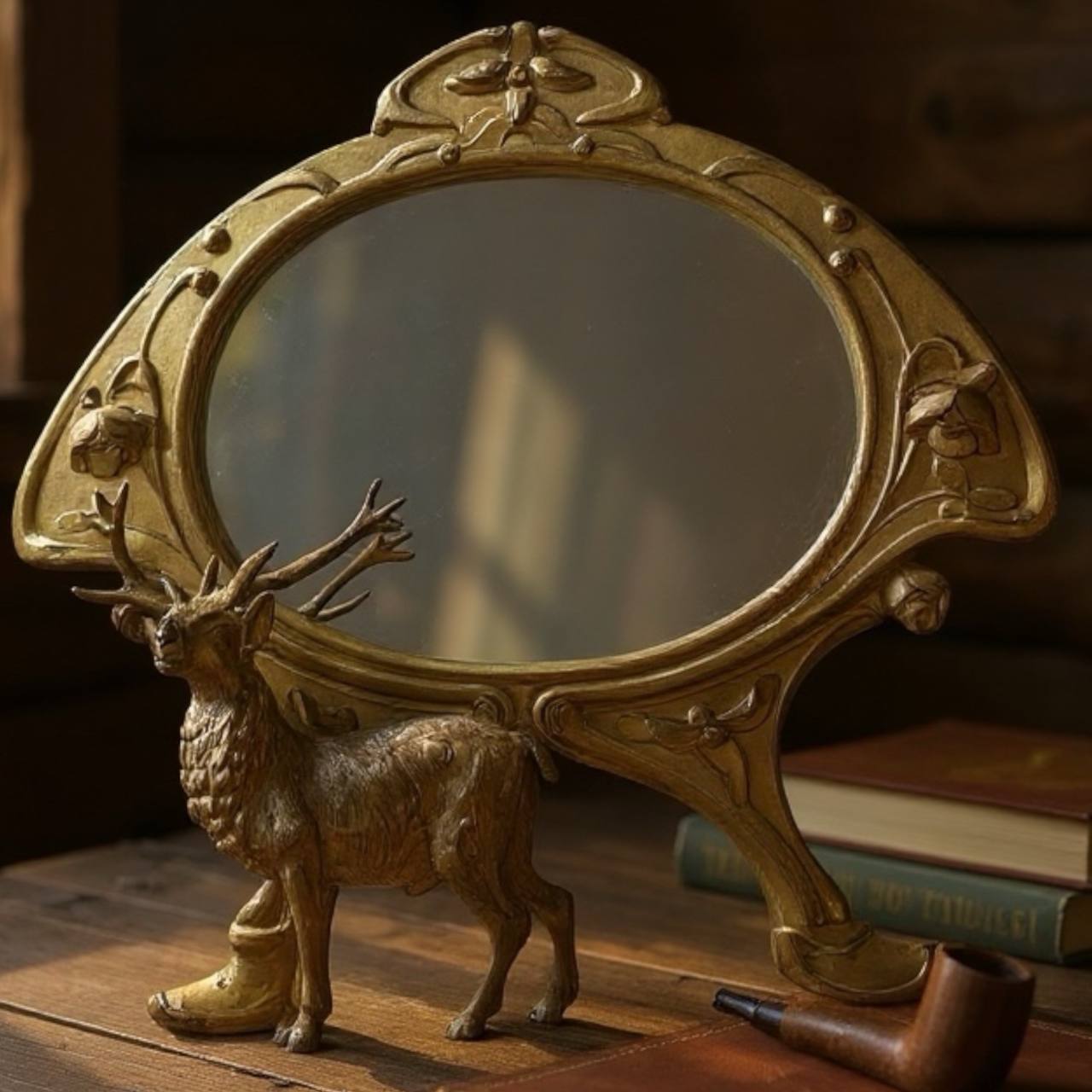 Art Nouveau Gilt Bronze Dressing Mirror