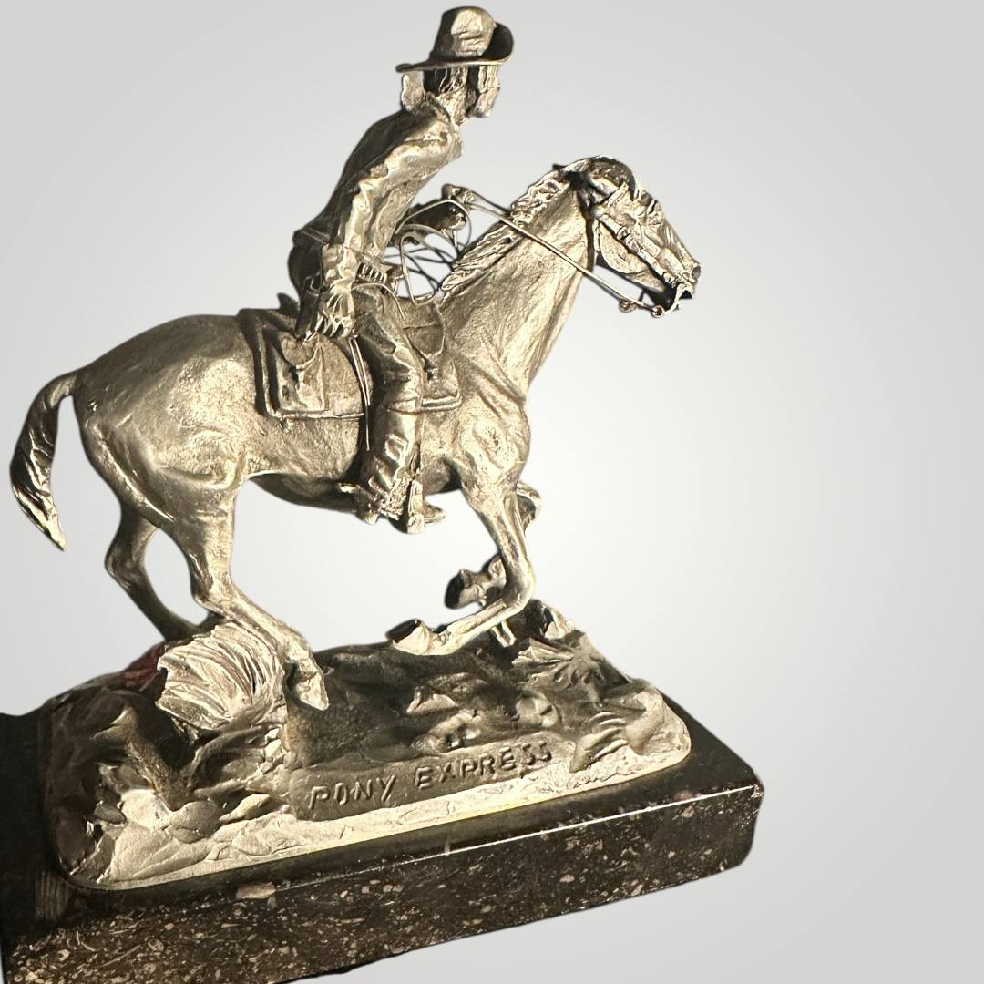 Pony Express Pewter Sculpture by Artist Philip Kraczkowski