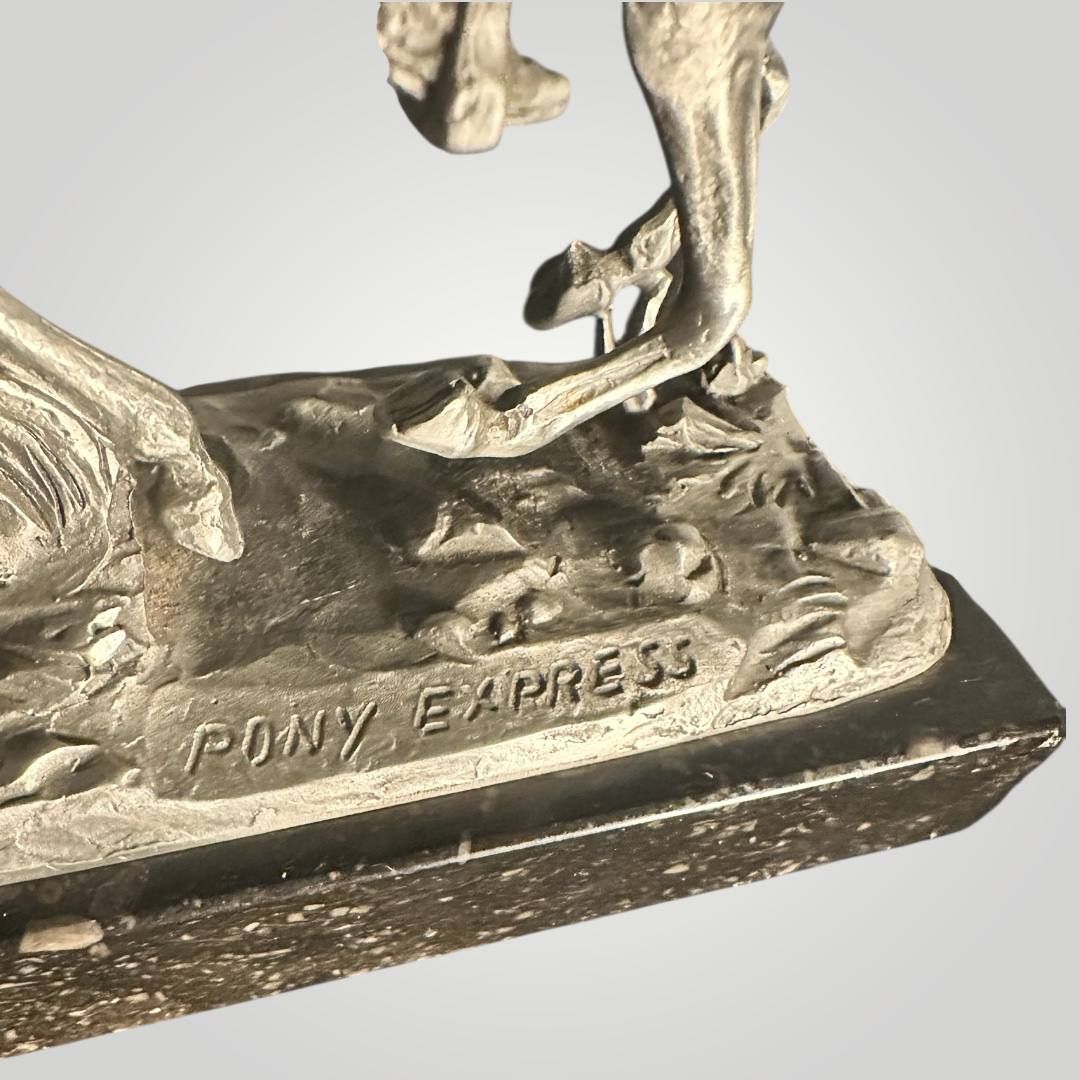 Pony Express Pewter Sculpture by Artist Philip Kraczkowski